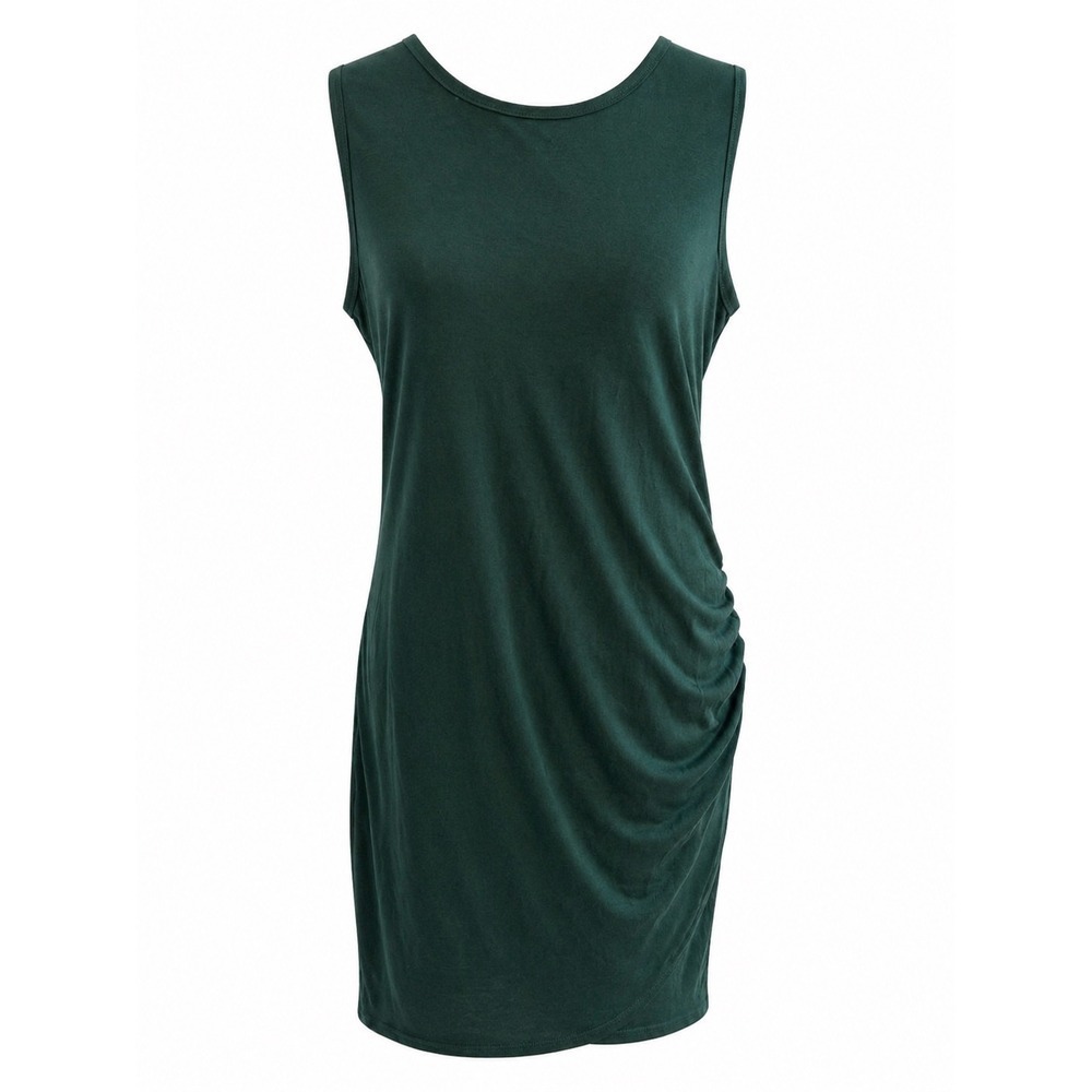 NWT BTFBM Ruched T-Shirt Dress Large Green Sleeveless Bodycon Stretch Midi